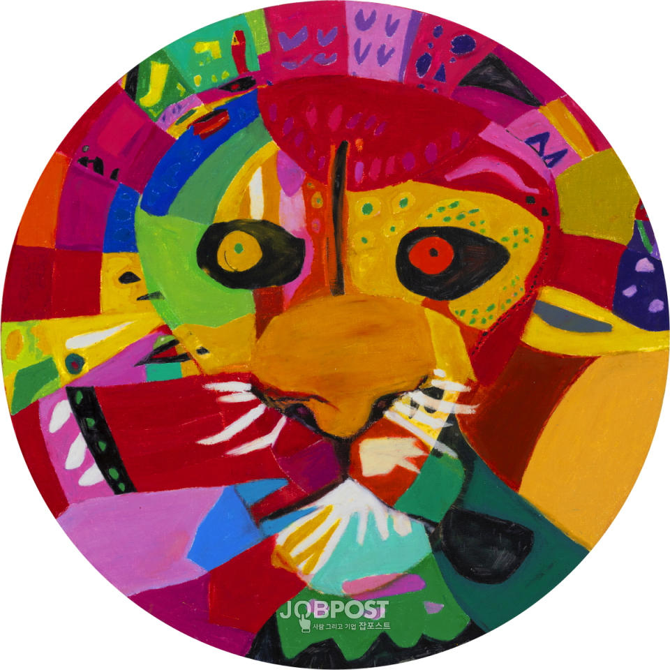 Lion_2023_Mixed media on canvas_R60cm, 최주림