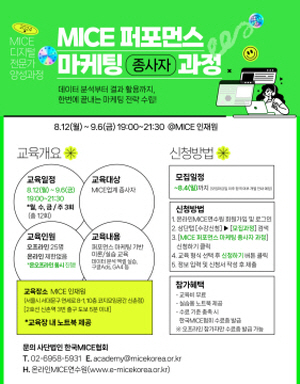 2024 MICE 퍼포먼스 마케팅 종사자 과정 모집 포스터