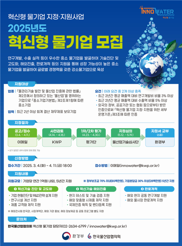 2025년 혁신형 물기업 모집 포스터 (사진제공=환경부)