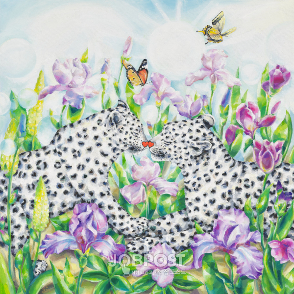 아이리스 정원의 키스(Kiss of the Iris Garden)_60.6 X 60.6cm_Oil on canvas_2025