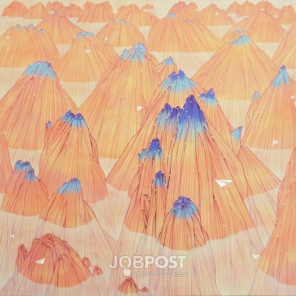 마음이날다_116. gouache on canvas. 2022. 91.0x91.0
